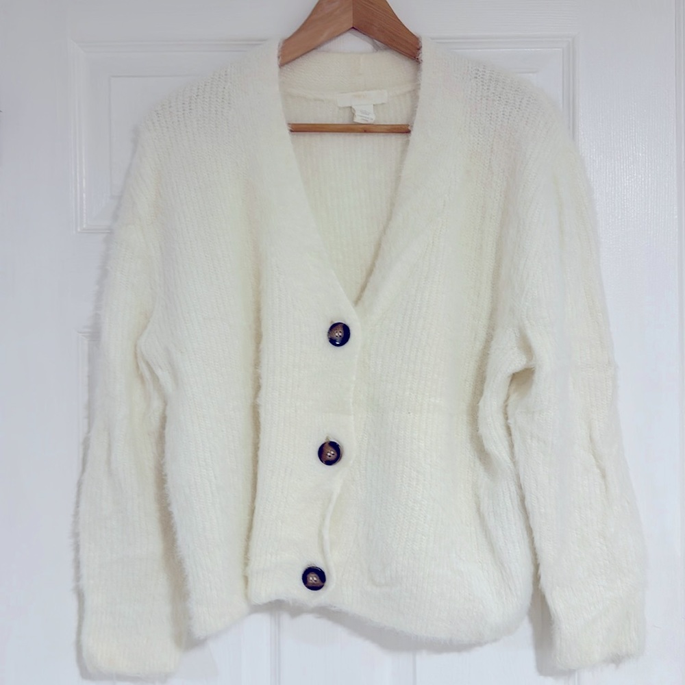 H&M fuzzy cropped cardigan